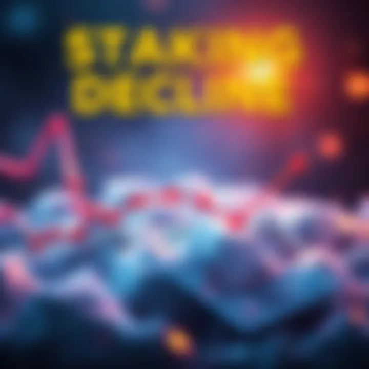 Graph showing a drop in staking rewards for icy card holders, indicating a decrease from 580 CRO to 330 CRO this week.