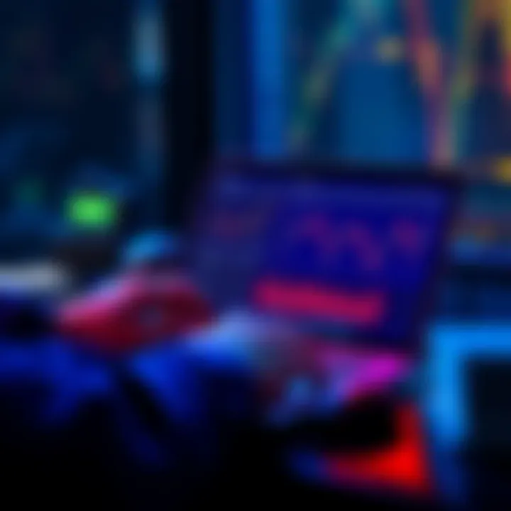A person analyzing stablecoin staking options on a laptop with charts showing potential earnings.
