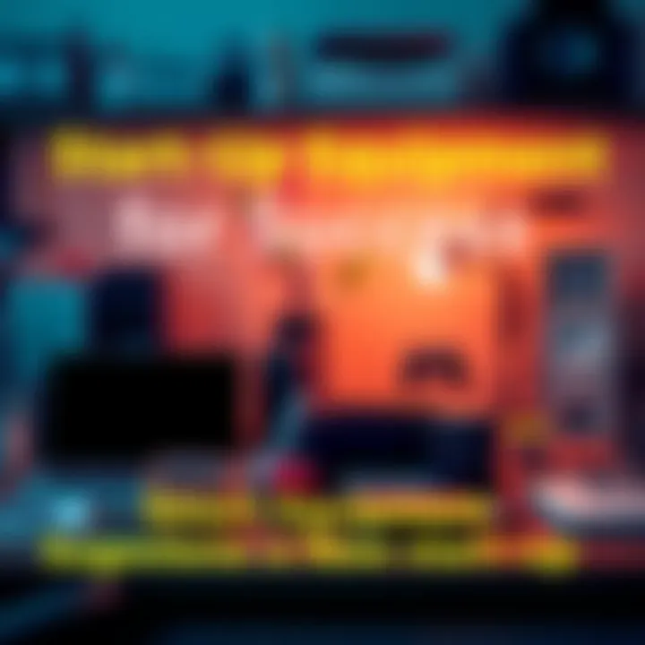 A collection of essential equipment for a new start-up including a laptop, printer, and business tools on a desk.