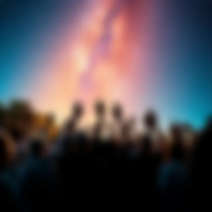 A group of people celebrating under a starry sky, showing gratitude and excitement for future events.