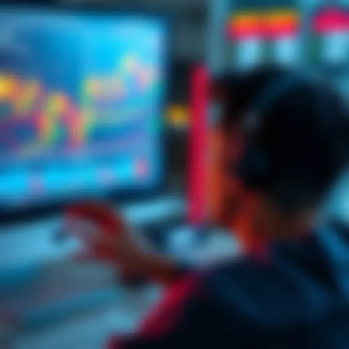 A person looking at stock market charts on a computer screen, analyzing valuations and dividends.