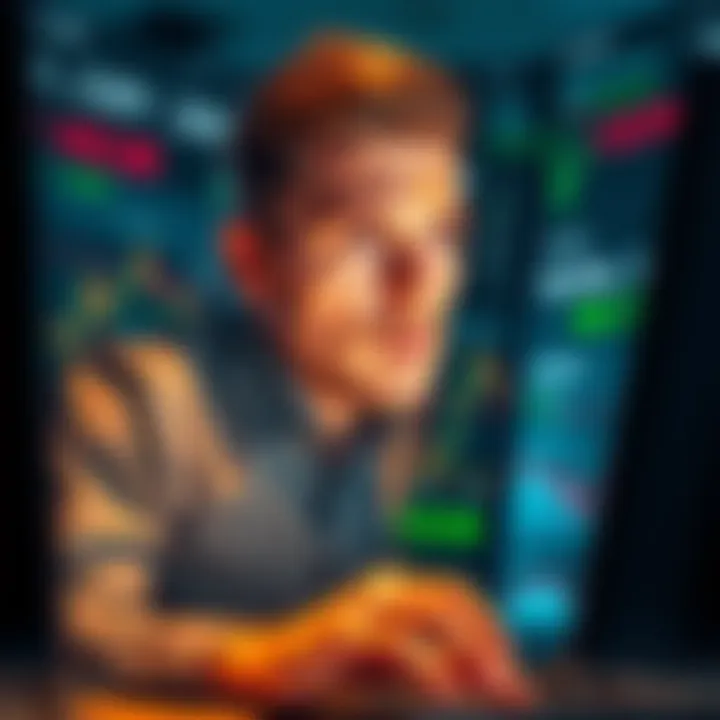 A person looking at stock charts on a computer screen, with a disappointed expression from previous crypto losses, and graphs showing rising stocks like Micron and SanDisk in the background.