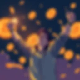 Illustration showing a person celebrating the acquisition of Bitcoin, representing Strategy's recent purchase of 2,486 BTC, with Bitcoin symbols in the background