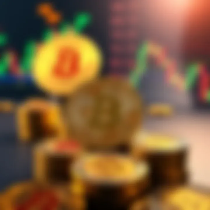 Graphic showing Strategy (MSTR) acquiring Bitcoin, with Bitcoin symbols and financial charts in the background
