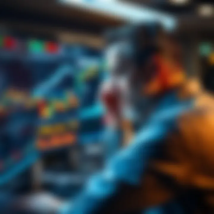 Stressed trader examining financial charts on a computer screen, symbolizing the pressure and challenges of trading.