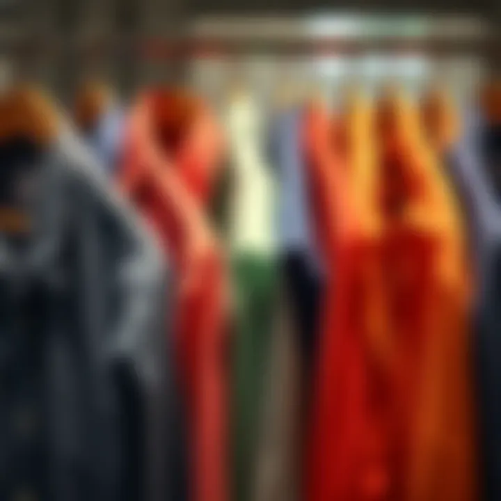A variety of button-up shirts displayed on hangers, showcasing different styles and colors for a 36J size.