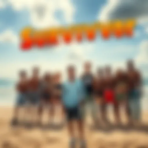 A group of diverse contestants on a beach preparing for challenges in Survivor 51