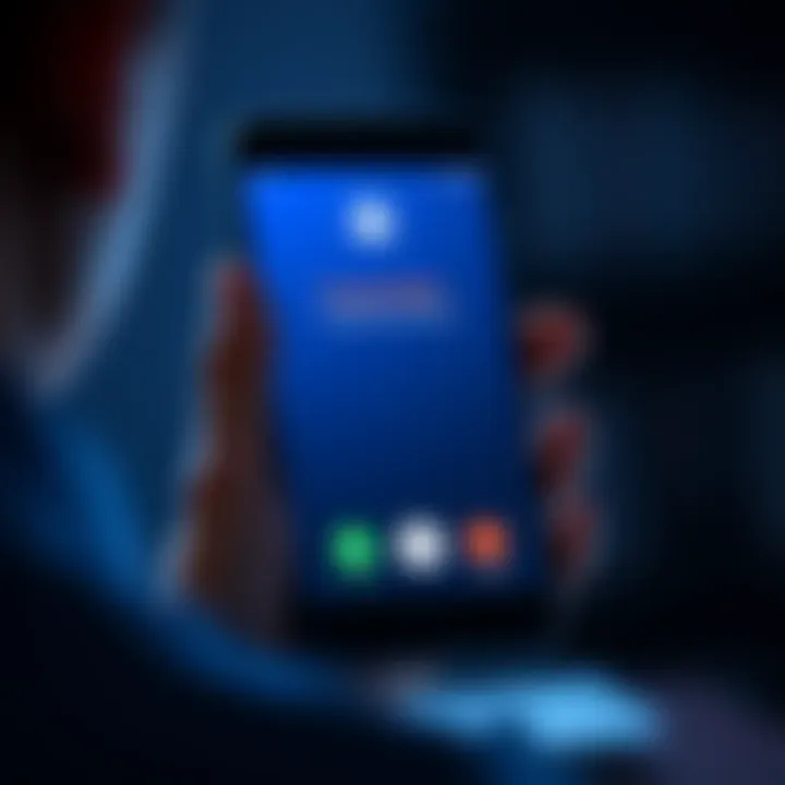 A smartphone displaying a call from an unknown number, with a worried person looking at it, indicating concern about security issues with Coinbase.