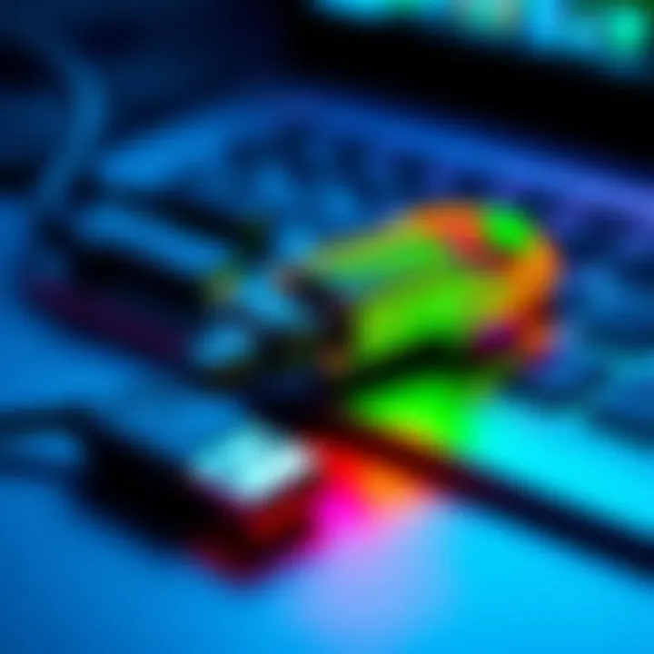 A Syncro Bit Chameleon device connected to a computer's USB port, illustrating the flashing process.