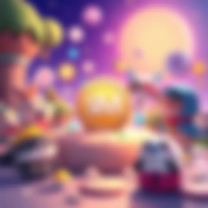 An illustration showing the $MUFFIN token surrounded by animated characters from the Take My Muffin series and blockchain symbols, showcasing the interactive ecosystem.
