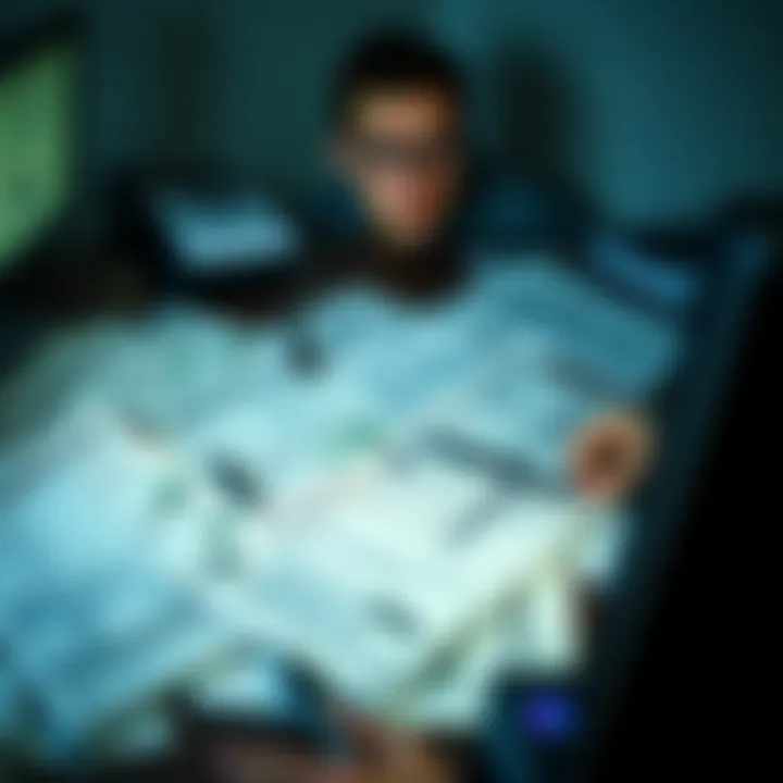 A person looking concerned at tax forms 1099 and 8949 spread out on a desk, unsure about discrepancies.