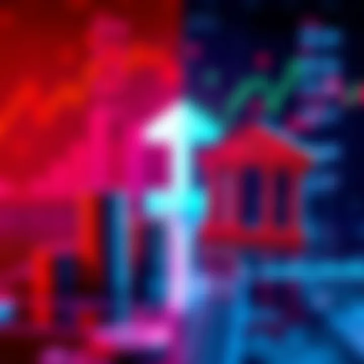 A visual comparison of tax rates and bank loan interest rates with charts and financial symbols in the background