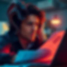 Person looking confused while reviewing tax forms and TurboTax on a laptop