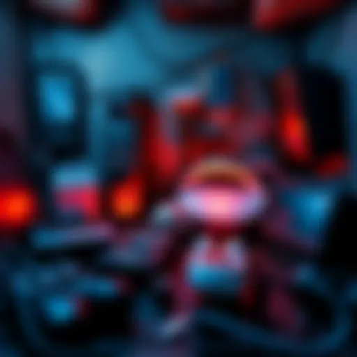 Various electronic devices and packages found in a drug den, indicating illegal activities and cryptocurrency mining.