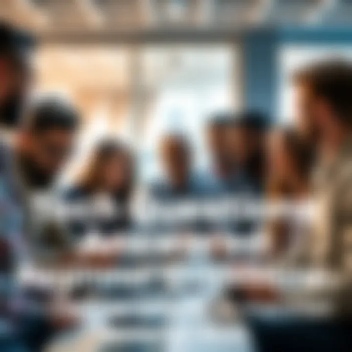 A group of diverse people discussing technology basics, with laptops and notebooks in a casual setting