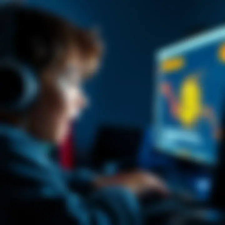 A teenager looking at a computer screen with Bitcoin graphics, excited about finding an old Bitcoin address with a balance.