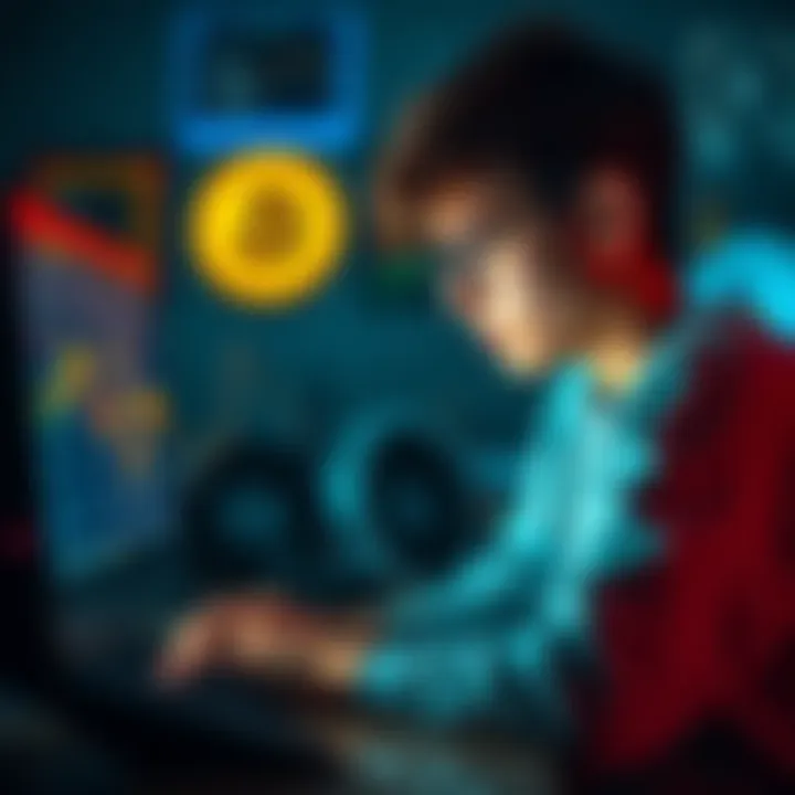 An 18-year-old sitting in front of a computer, looking worried as they check Bitcoin prices after buying at a high, symbolizing regret and financial anxiety.