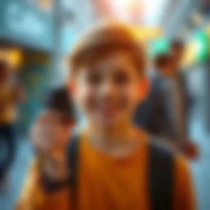 A 16-year-old holding a bank card with a happy expression, symbolizing financial independence