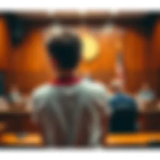 A Canadian teenager in handcuffs facing a judge in a courtroom, symbolizing the sentencing for $37 million Bitcoin theft and hacking.