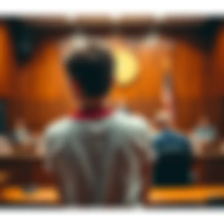 Teen sentenced for Bitcoin theft A Canadian teenager in handcuffs facing a judge in a courtroom, symbolizing the sentencing for $37 million Bitcoin theft and hacking.