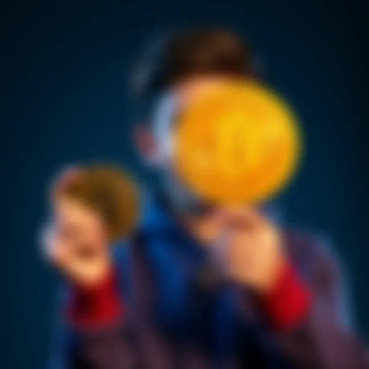 A 15-year-old boy holding a bitcoin symbol, looking excited about his investment in cryptocurrency.