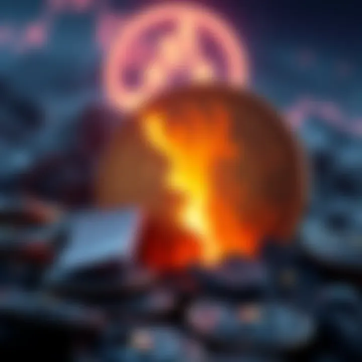 Terra Luna Crash Anniversary A graphic showing a steep decline in cryptocurrency value, symbolizing the Terra Luna crash. It features a broken coin and a calendar marking four years since the incident.