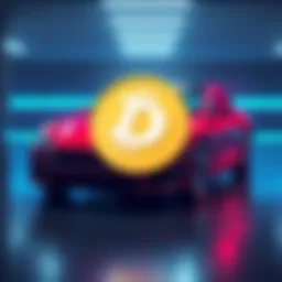 Tesla accepts Dogecoin payment A Tesla vehicle with a Dogecoin logo, representing the new payment option on Tesla's website.