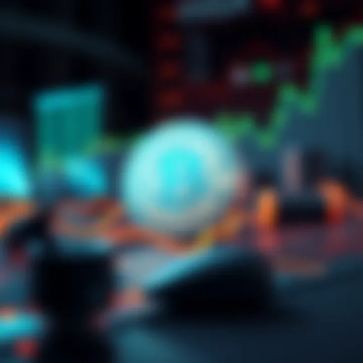 A digital dollar symbol representing Tether's new stablecoin USAT, with a backdrop of financial growth and technology.