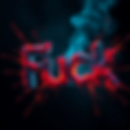 A bold graphic highlighting the word 'Fuck' with expressive colors and styles, symbolizing its emotional impact and versatility in language.