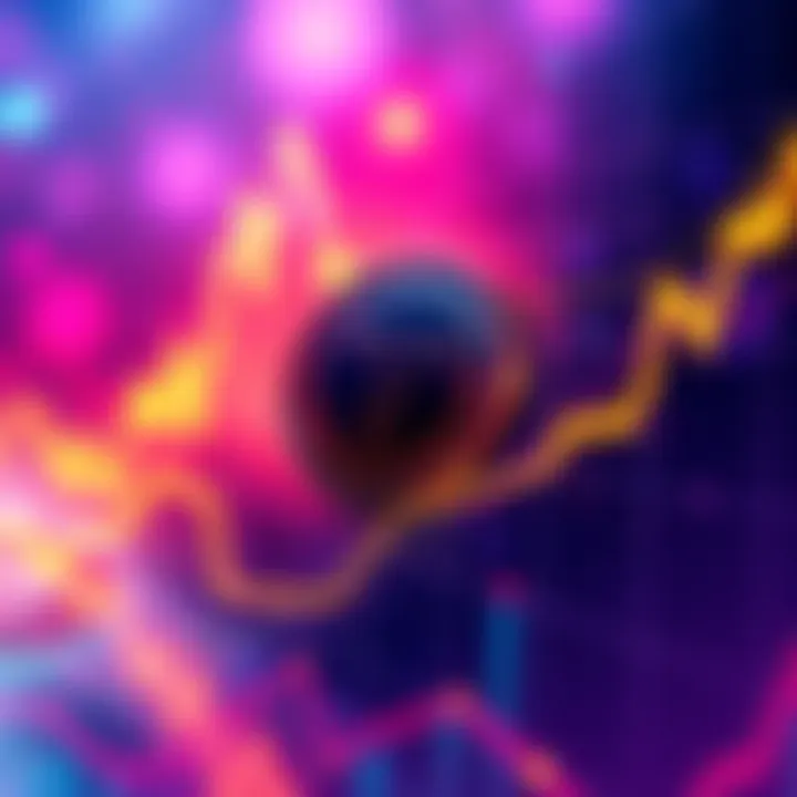 A graph showing the price movement of Theta token with a focus on peaks and potential growth, representing community predictions.