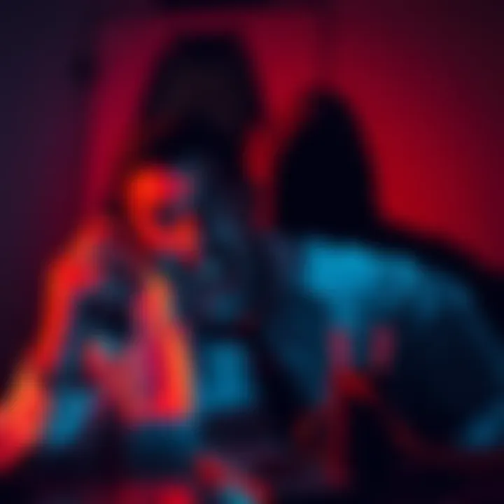 Threatening Phone Call A man looks alarmed while talking on the phone, with a dark shadowy figure looming in the background, representing a threat.