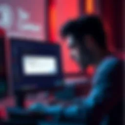 A worried user looking at their computer screen with a token transfer error message, indicating lost tokens to a smart contract address.