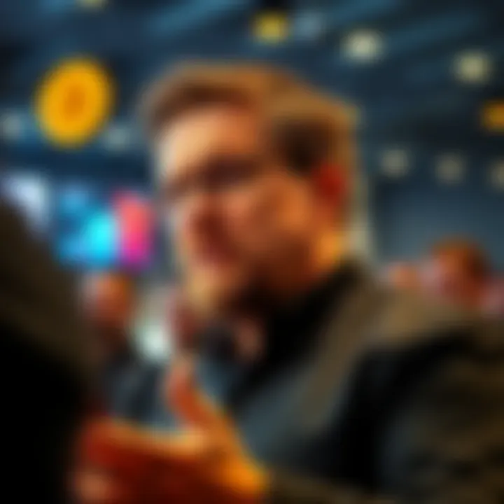 Tom Lee discussing Bitcoin Crypto analyst Tom Lee speaking about the bullish outlook for Bitcoin in front of an audience