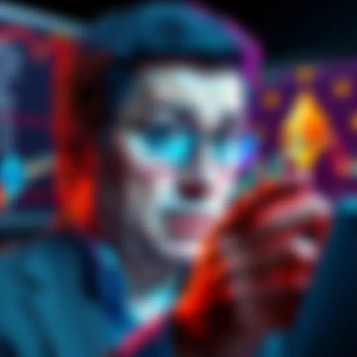 Tom Lee's Crypto Struggles Tom Lee looking concerned as he reviews cryptocurrency charts showing losses, with visual symbols of Ethereum and dollar signs in the background.