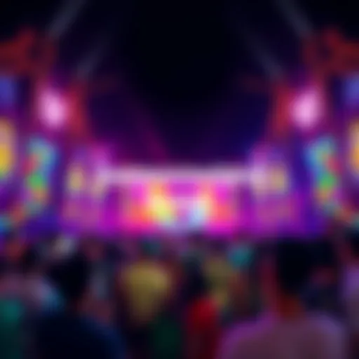 A vibrant festival scene with colorful lights and crowds celebrating Tomorrowland Brasil 2027 pre-sale
