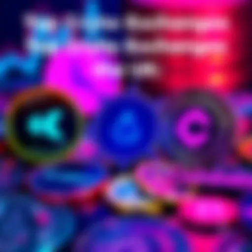 A graphic showing logos of top crypto exchanges like Kraken and Coinbase with coins in the background