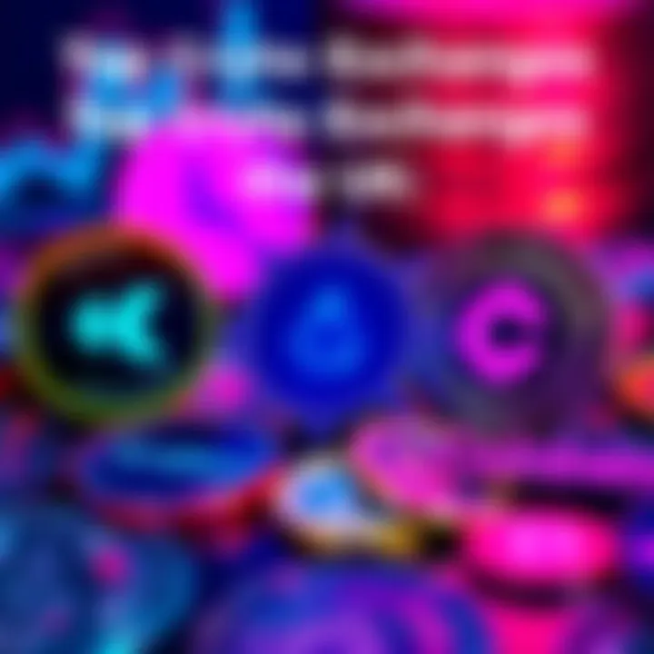 A graphic showing logos of top crypto exchanges like Kraken and Coinbase with coins in the background