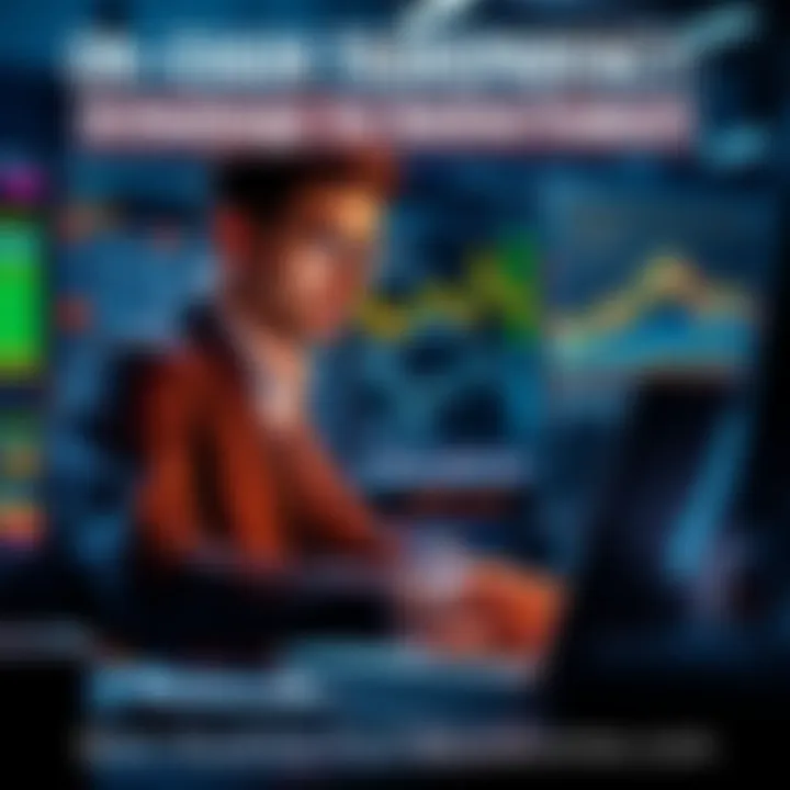 A trader examining blockchain data on a laptop, concerned about market transparency and competition.