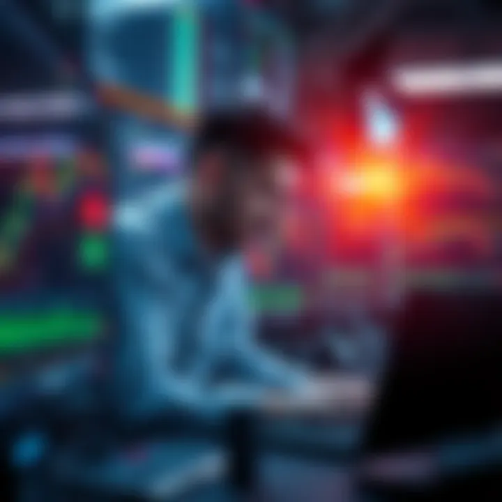 A trader analyzing charts on the Iqcent platform, focused on short-term trading