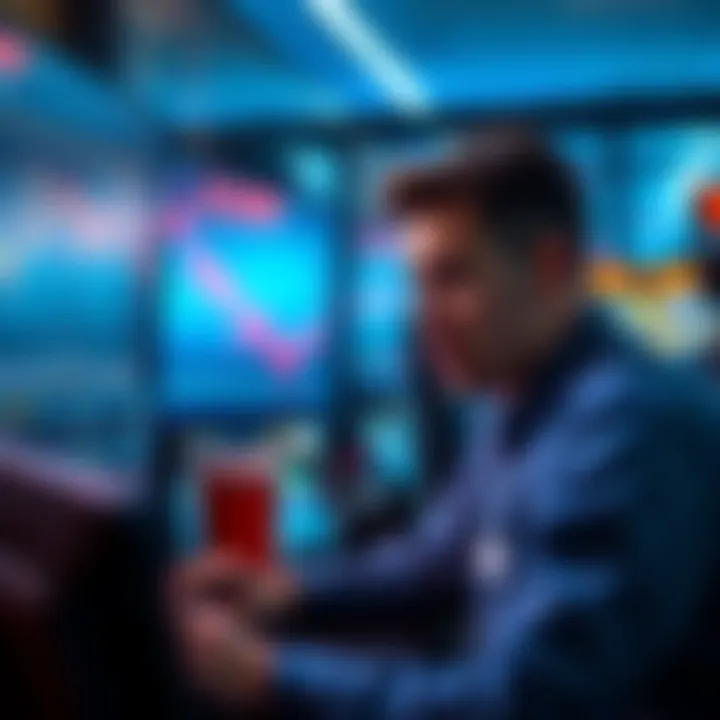 Trading without a stop-loss A trader looking worried at a computer screen showing declining stock prices