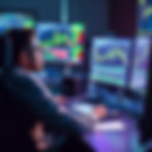 A trader sitting at a desk looking focused while studying trading charts on a computer screen, representing confidence after passing a prop firm challenge.