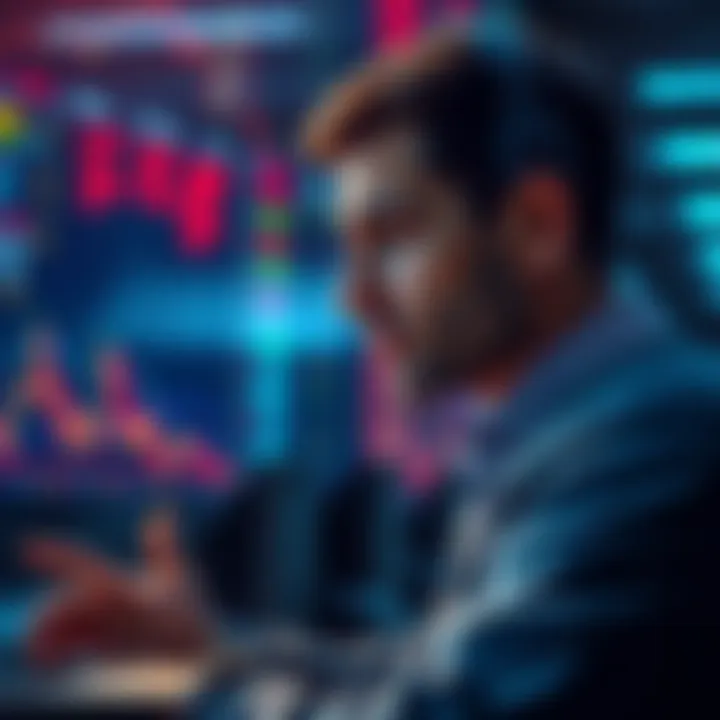 A trader looking at stock charts with a thoughtful expression, symbolizing regret over missed opportunities in the market.
