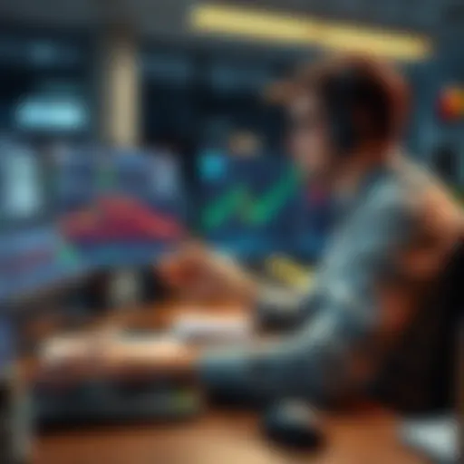 Trader simplifying their strategy A trader reviewing charts and focusing on a single strategy at their desk.