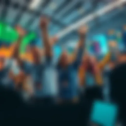 Group of traders cheering as the market hits an all-time high