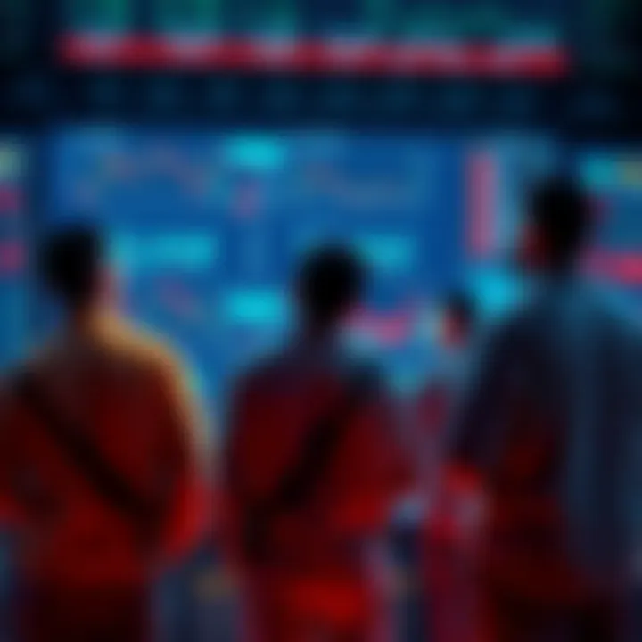 A group of traders reviewing cryptocurrency swap options on a digital screen, showing charts and figures related to large transactions.