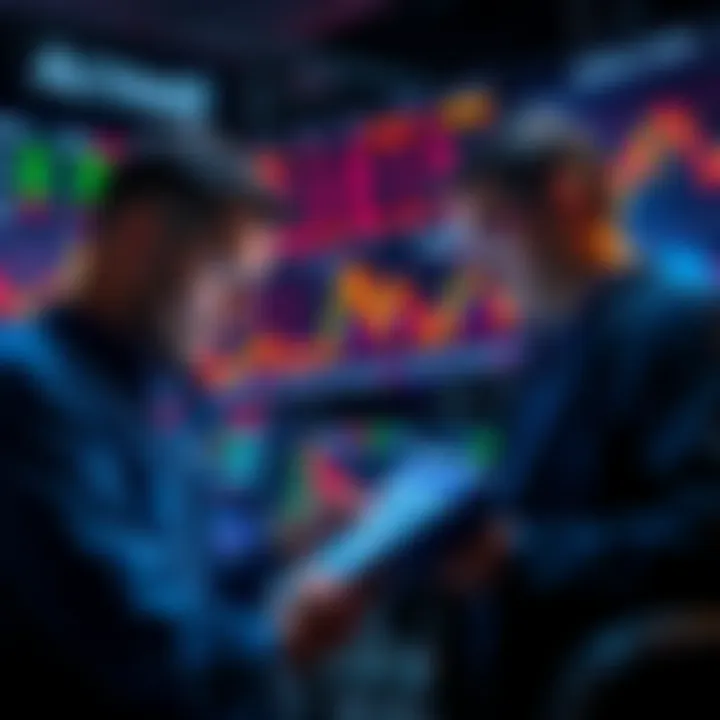 Traders Reviewing Market Trends Traders analyzing charts and graphs, showing slower market response after Otonomii beta phase.