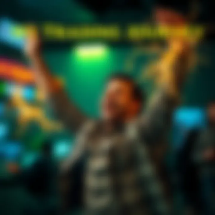 A person celebrating success after passing trading evaluations and earning payouts.