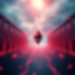 A visual representation of transferring Ethereum to Solana using digital bridges, showing arrows and currency symbols