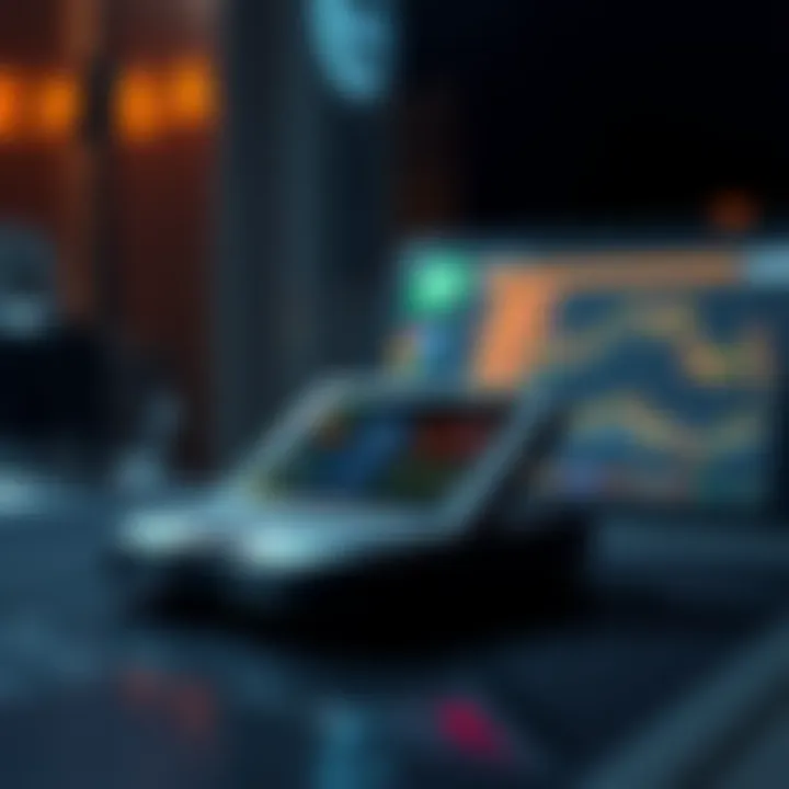 The Trezor Safe 7 wallet displayed on a table with its sleek design and screen showing cryptocurrency information.