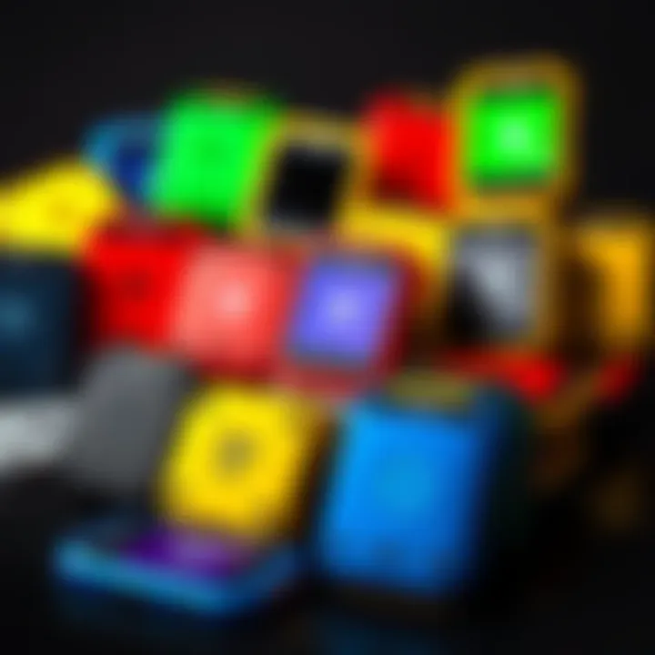A variety of Trezor devices in different colors displayed together, showcasing color preferences.